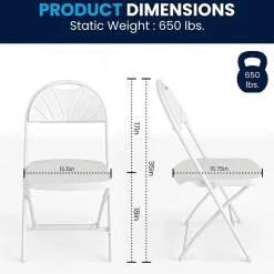 Outlet HERCULES™ Plastic Armless Folding Chair With Fan Back, White, 40/Pack (40LEL4WHITE) Folding & Stacking