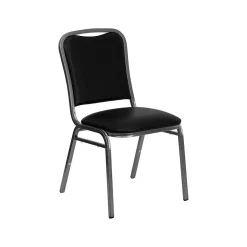 HERCULES™ Vinyl Silver Vein Frame Banquet Chair, Black, 10/Pack Folding & Stacking