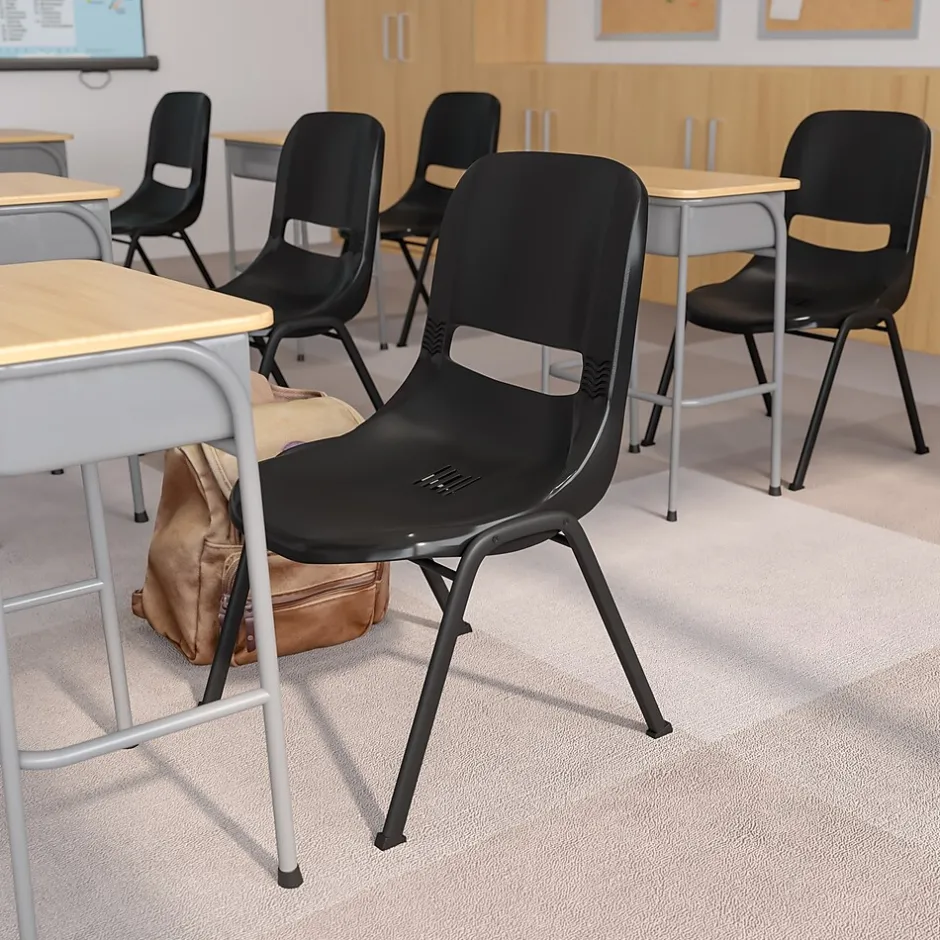 Outlet HERCULES Series Plastic Shell Stack Chair, Black (RUTEO1BK) Folding & Stacking