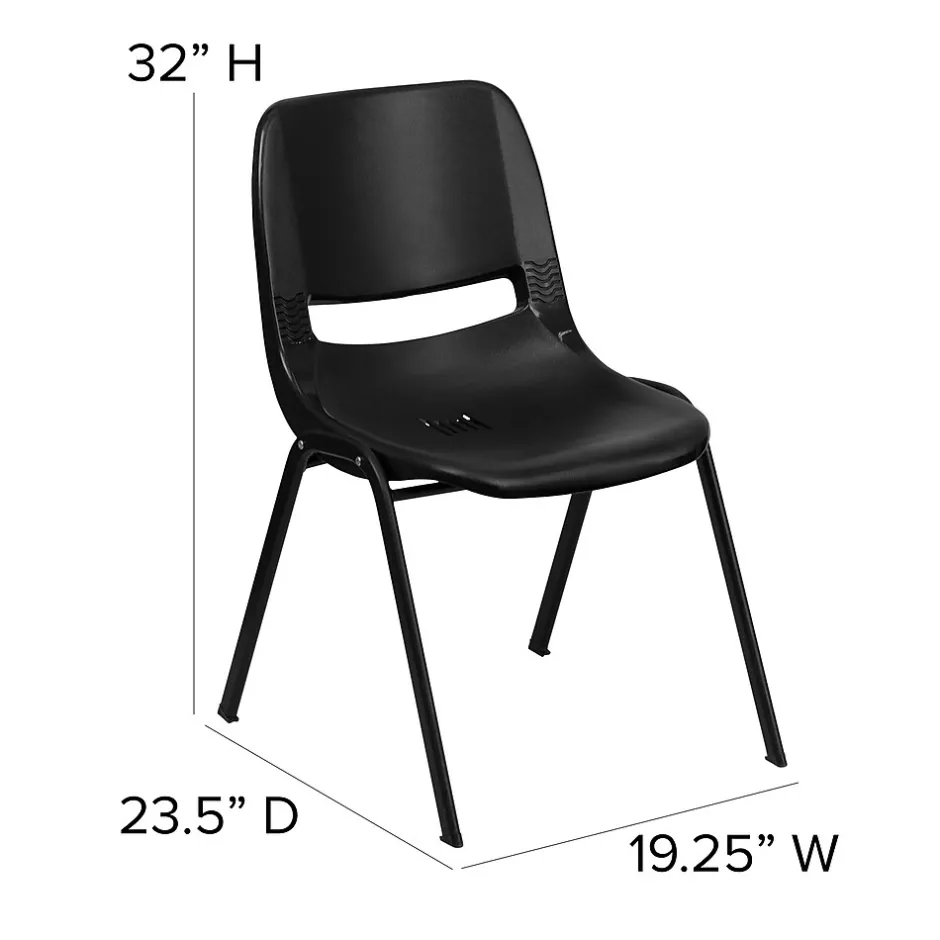 Outlet HERCULES Series Plastic Shell Stack Chair, Black (RUTEO1BK) Folding & Stacking