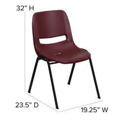 New HERCULES Series Plastic Shell Stack Chair, Burgundy/Black (RUTEO1BY) Folding & Stacking