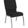 Discount HERCULES Series Fabric Stacking Church Chair, Black/Silver Vein Frame (XUCH60096BKSV) Folding & Stacking