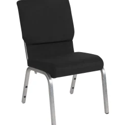 Discount HERCULES Series Fabric Stacking Church Chair, Black/Silver Vein Frame (XUCH60096BKSV) Folding & Stacking