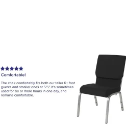 Discount HERCULES Series Fabric Stacking Church Chair, Black/Silver Vein Frame (XUCH60096BKSV) Folding & Stacking