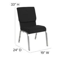 Discount HERCULES Series Fabric Stacking Church Chair, Black/Silver Vein Frame (XUCH60096BKSV) Folding & Stacking