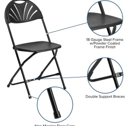 Online HERCULES Series 800 lb. Capacity Plastic Fan Back Folding Chair 8/Pack (8LEL4BK) Folding & Stacking