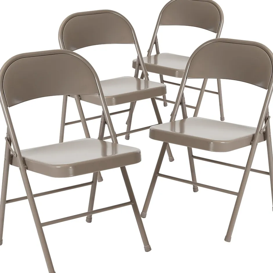 Discount HERCULES Series Metal Folding Chair, Gray, 4/Pk (4BDF002GY) Folding & Stacking