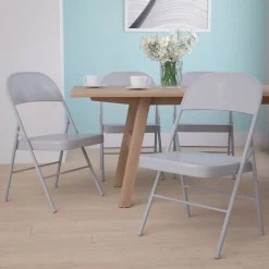 Discount HERCULES Series Metal Folding Chair, Gray, 4/Pk (4BDF002GY) Folding & Stacking