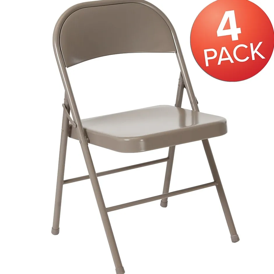 Discount HERCULES Series Metal Folding Chair, Gray, 4/Pk (4BDF002GY) Folding & Stacking