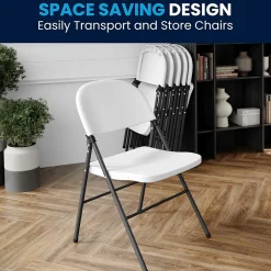 New HERCULES Series Plastic Folding Chair, White, 2/Pack (2DADYCD50WH) Folding & Stacking