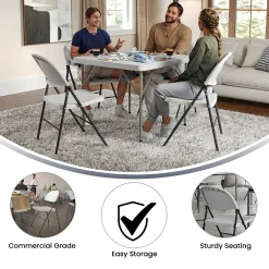 New HERCULES Series Plastic Folding Chair, White, 2/Pack (2DADYCD50WH) Folding & Stacking