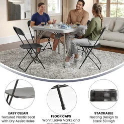 Clearance HERCULES Series Plastic Banquet/Reception Chair, Black, 2/Pack (2LEL3BLACK) Folding & Stacking