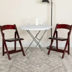 Hot HERCULES Series Wood Folding Chair, Mahogany/Black, 2/Pack (2XF2903MAHWOOD) Folding & Stacking