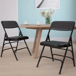 Hot HERCULES Series Vinyl Folding Chair, Black, 2/Pack (2HAMC309AVBK) Folding & Stacking