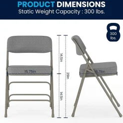 Online HERCULES Series Fabric Folding Chair, Gray, 2/Pack (2HAMC320AFGRY) Folding & Stacking