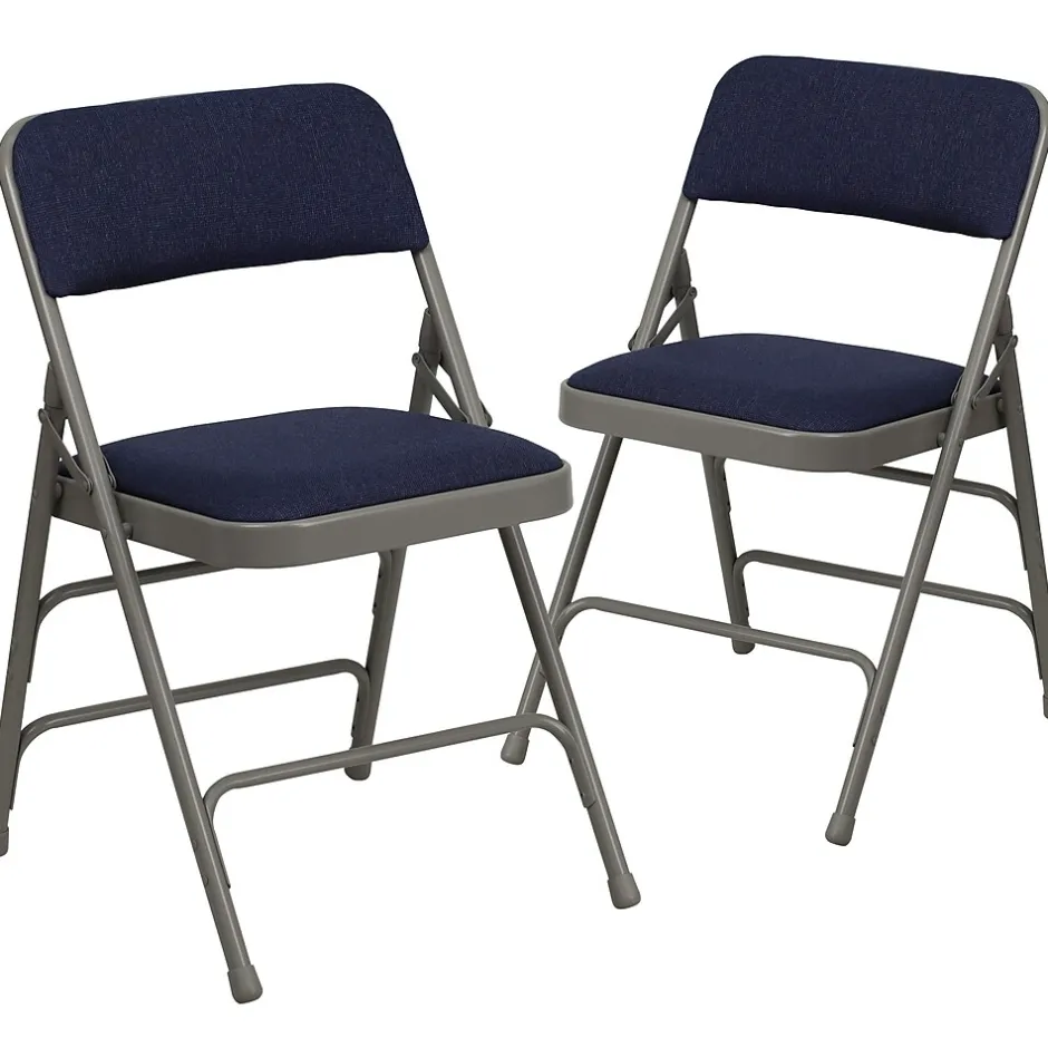 Sale HERCULES Series Fabric Folding Chair, Navy Blue, 2/Pack (2HAMC309AFNVY) Folding & Stacking
