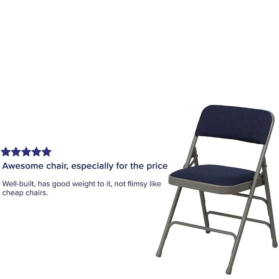 Sale HERCULES Series Fabric Folding Chair, Navy Blue, 2/Pack (2HAMC309AFNVY) Folding & Stacking