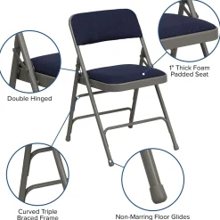 Sale HERCULES Series Fabric Folding Chair, Navy Blue, 2/Pack (2HAMC309AFNVY) Folding & Stacking