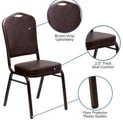 Best HERCULES Series Vinyl Banquet Stacking Chair, Brown/Copper Vein Frame, 4 Pack (4FDC01CPRBRNVY) Folding & Stacking