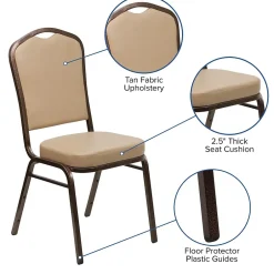 Clearance HERCULES Series Vinyl Banquet Stacking Chair, Tan/Copper Vein Frame, 4 Pack (4FDC01CPRTN) Folding & Stacking
