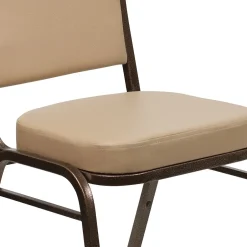 Clearance HERCULES Series Vinyl Banquet Stacking Chair, Tan/Copper Vein Frame, 4 Pack (4FDC01CPRTN) Folding & Stacking