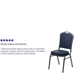 New HERCULES Series Vinyl Banquet Stacking Chair, Navy/Silver Vein Frame, 4 Pack (4FDC01SVNY) Folding & Stacking