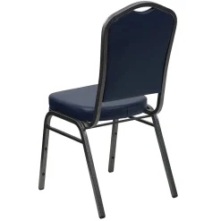 New HERCULES Series Vinyl Banquet Stacking Chair, Navy/Silver Vein Frame, 4 Pack (4FDC01SVNY) Folding & Stacking