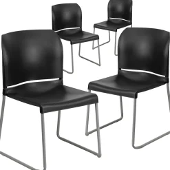 Outlet HERCULES Polypropylene Office Chair, Black, 4/Pack (RUT-238A-BK-GG) Folding & Stacking