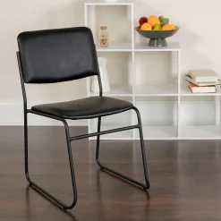 HERCULES Series Vinyl Stacking Chair with Sled Base, Black (XU8700BLKBVYL30) Folding & Stacking