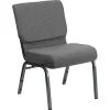Outlet HERCULES Series Fabric Stacking Church Chair, Gray/Silver Vein Frame (XUCH0221GYSV) Folding & Stacking