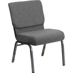 Outlet HERCULES Series Fabric Stacking Church Chair, Gray/Silver Vein Frame (XUCH0221GYSV) Folding & Stacking