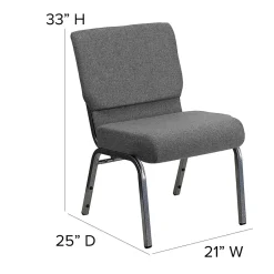 Outlet HERCULES Series Fabric Stacking Church Chair, Gray/Silver Vein Frame (XUCH0221GYSV) Folding & Stacking