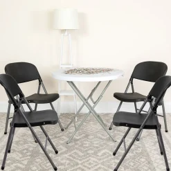 Hot HERCULES™ Plastic Armless Folding Chair With Charcoal Frame, Black, 4/Pack Folding & Stacking