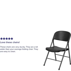 Hot HERCULES™ Plastic Armless Folding Chair With Charcoal Frame, Black, 4/Pack Folding & Stacking