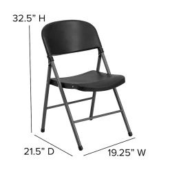 Hot HERCULES™ Plastic Armless Folding Chair With Charcoal Frame, Black, 4/Pack Folding & Stacking