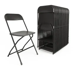 Sale HERCULES™ Plastic Armless Folding Chair, Black, 20/Pack Folding & Stacking