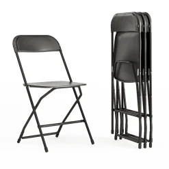 Outlet HERCULESâ„¢ Plastic Armless Folding Chair, Black, 4/Pack (4LEL3BLACK) Folding & Stacking