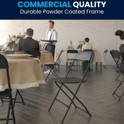 Outlet HERCULES™ Plastic Armless Folding Chair, Black, 4/Pack (4LEL3BLACK) Folding & Stacking