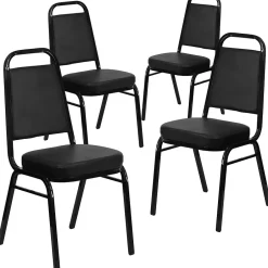 HERCULES™ 19 1/4"H Vinyl Black Frame Trapezoidal Back Banquet Chair, Black, 4/Pack (4FDBHF1BKBK) Folding & Stacking