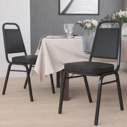 HERCULES™ 19 1/4"H Vinyl Black Frame Trapezoidal Back Banquet Chair, Black, 4/Pack (4FDBHF1BKBK) Folding & Stacking