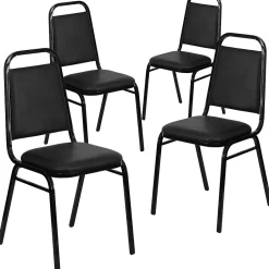 Online HERCULES Series Vinyl Banquet Stacking Chair, Black, 4 Pack (4FDBHF2BKVYL) Folding & Stacking