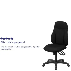 Outlet Hughes Armless Ergonomic Fabric Swivel High Back Task Office Chair, Black (BT90297H) Office Chairs