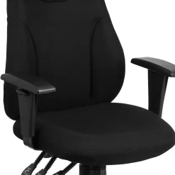New Hughes Ergonomic Fabric Swivel High Back Task Office Chair, Black (BT90297HA) Office Chairs