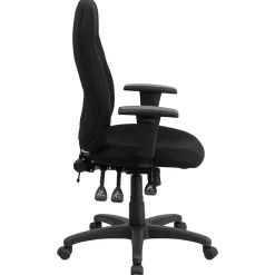 New Hughes Ergonomic Fabric Swivel High Back Task Office Chair, Black (BT90297HA) Office Chairs