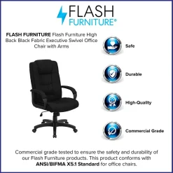 Outlet Jessica Fabric Swivel High Back Executive Office Chair, Black (GO5301BBK) Office Chairs