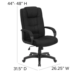 Outlet Jessica Fabric Swivel High Back Executive Office Chair, Black (GO5301BBK) Office Chairs