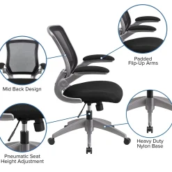 Sale Kale Ergonomic Mesh Swivel Mid-Back Task Office Chair, Black (BLZP8805BK) Ergonomic Chairs