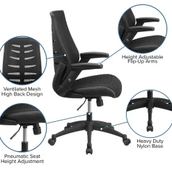 Discount Kale Ergonomic Mesh Swivel High Back Executive Office Chair, Black (BLZP809BK) Office Chairs