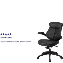 Kale Ergonomic LeatherSoft Swivel Mid-Back Executive Office Chair, Black (BLZP804) Office Chairs