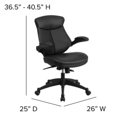 Kale Ergonomic LeatherSoft Swivel Mid-Back Executive Office Chair, Black (BLZP804) Office Chairs